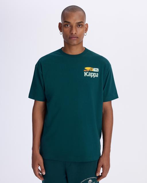 Yeşil Authentic Graphik Paras Tur Unisex Petrol Yeşili Comfort Fit Tişört - KAPPA® Türkiye