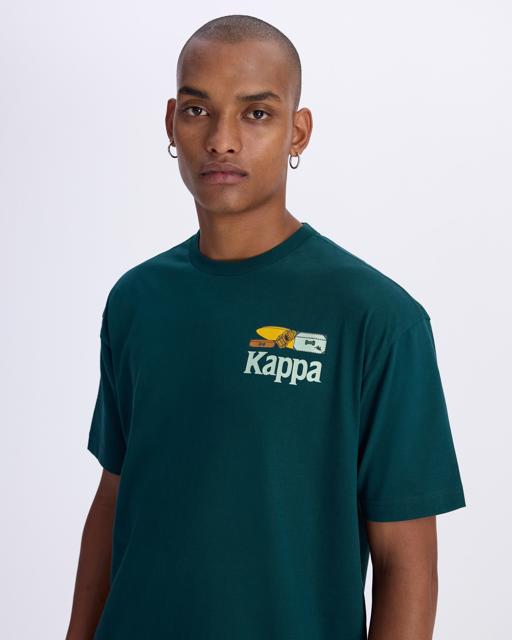 Yeşil Authentic Graphik Paras Tur Unisex Petrol Yeşili Comfort Fit Tişört - KAPPA® Türkiye