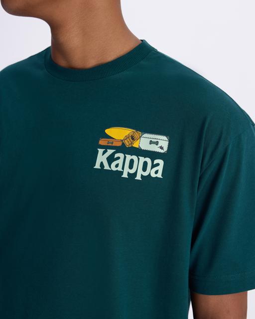 Yeşil Authentic Graphik Paras Tur Unisex Petrol Yeşili Comfort Fit Tişört - KAPPA® Türkiye