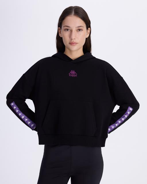 Siyah Authentic Alcott Hoodie Kadın Siyah Comfort Fit Hoodie - KAPPA® Türkiye