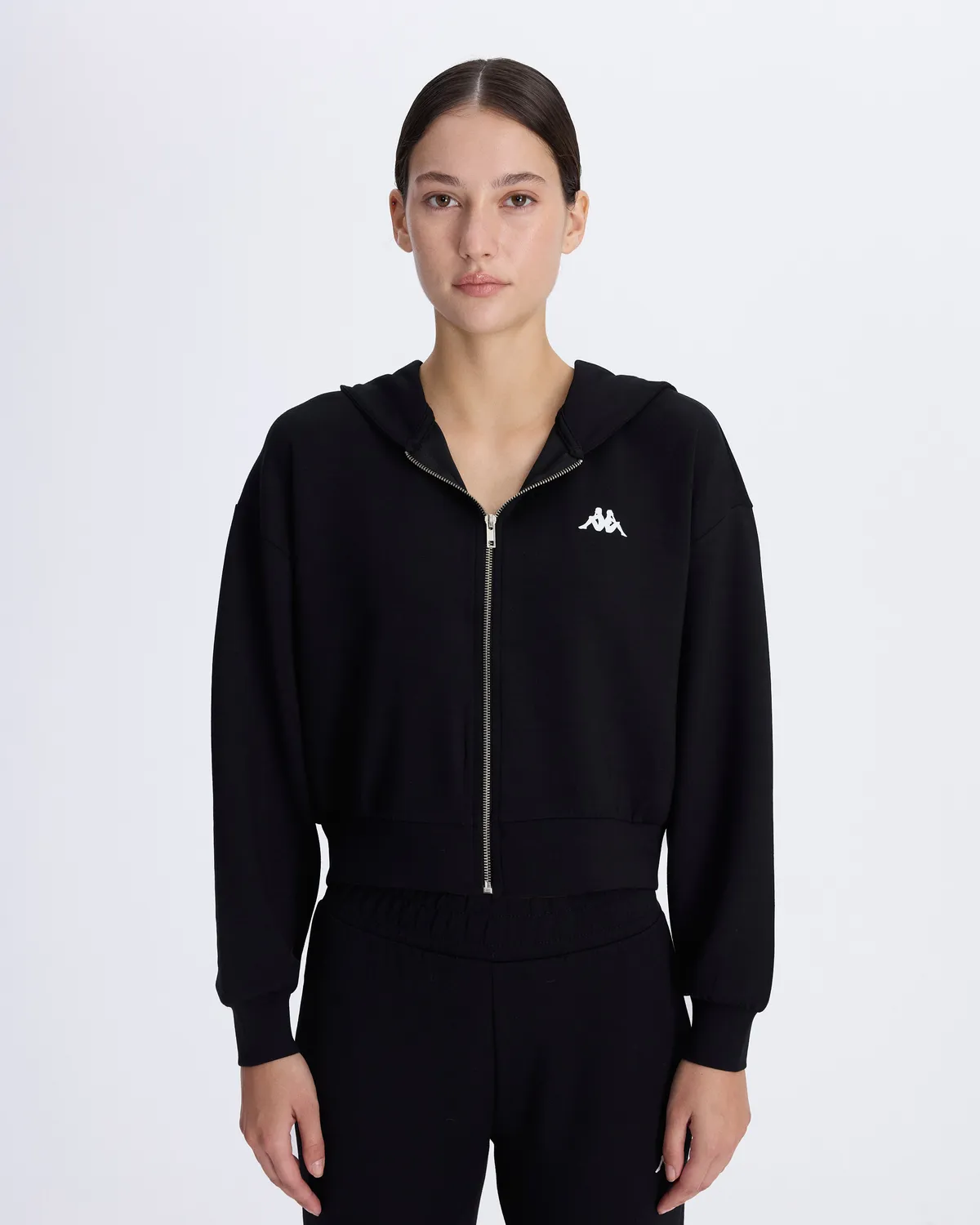 Siyah Belen Kadın Siyah Comfort Fit Fermuarlı Eşofman Üstü