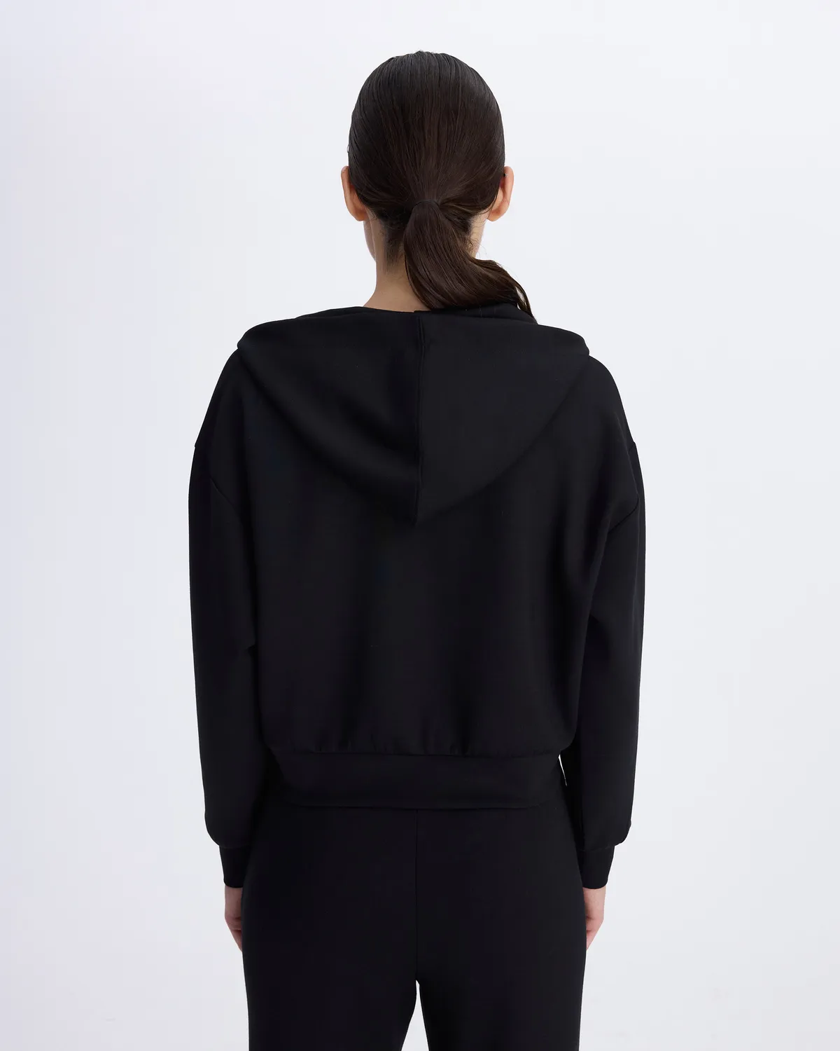 Siyah Belen Kadın Siyah Comfort Fit Fermuarlı Eşofman Üstü