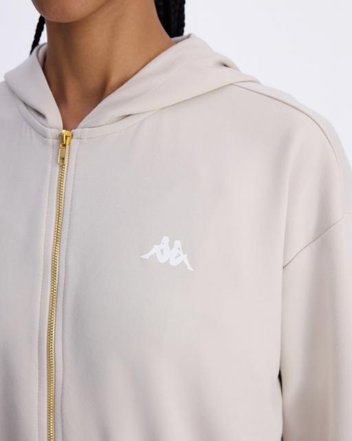 Beyaz Belen Kadın Taş Rengi Comfort Fit Fermuarlı Eşofman Üstü - KAPPA® Türkiye