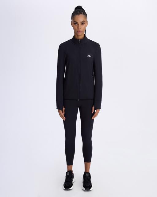Siyah Berly Full Zip Kadın Siyah Skin Fit Fermuarlı Eşofman Üstü - KAPPA® Türkiye