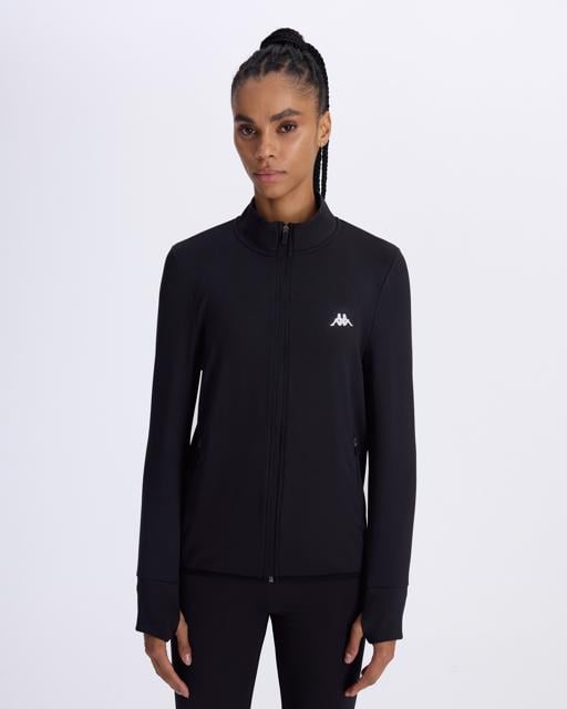 Siyah Berly Full Zip Kadın Siyah Skin Fit Fermuarlı Eşofman Üstü - KAPPA® Türkiye