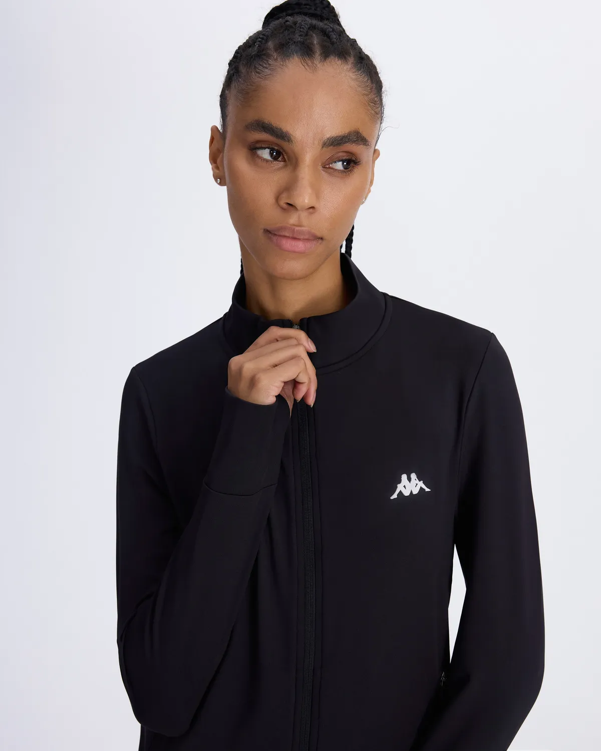 Siyah Berly Full Zip Kadın Siyah Skin Fit Fermuarlı Eşofman Üstü