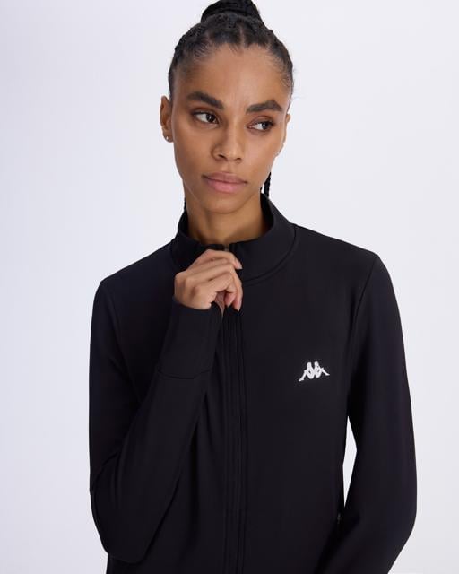 Siyah Berly Full Zip Kadın Siyah Skin Fit Fermuarlı Eşofman Üstü - KAPPA® Türkiye