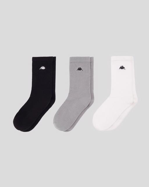 Beyaz Taty 3pack Unisex Beyaz- Siyah-Gri Çorap - KAPPA® Türkiye