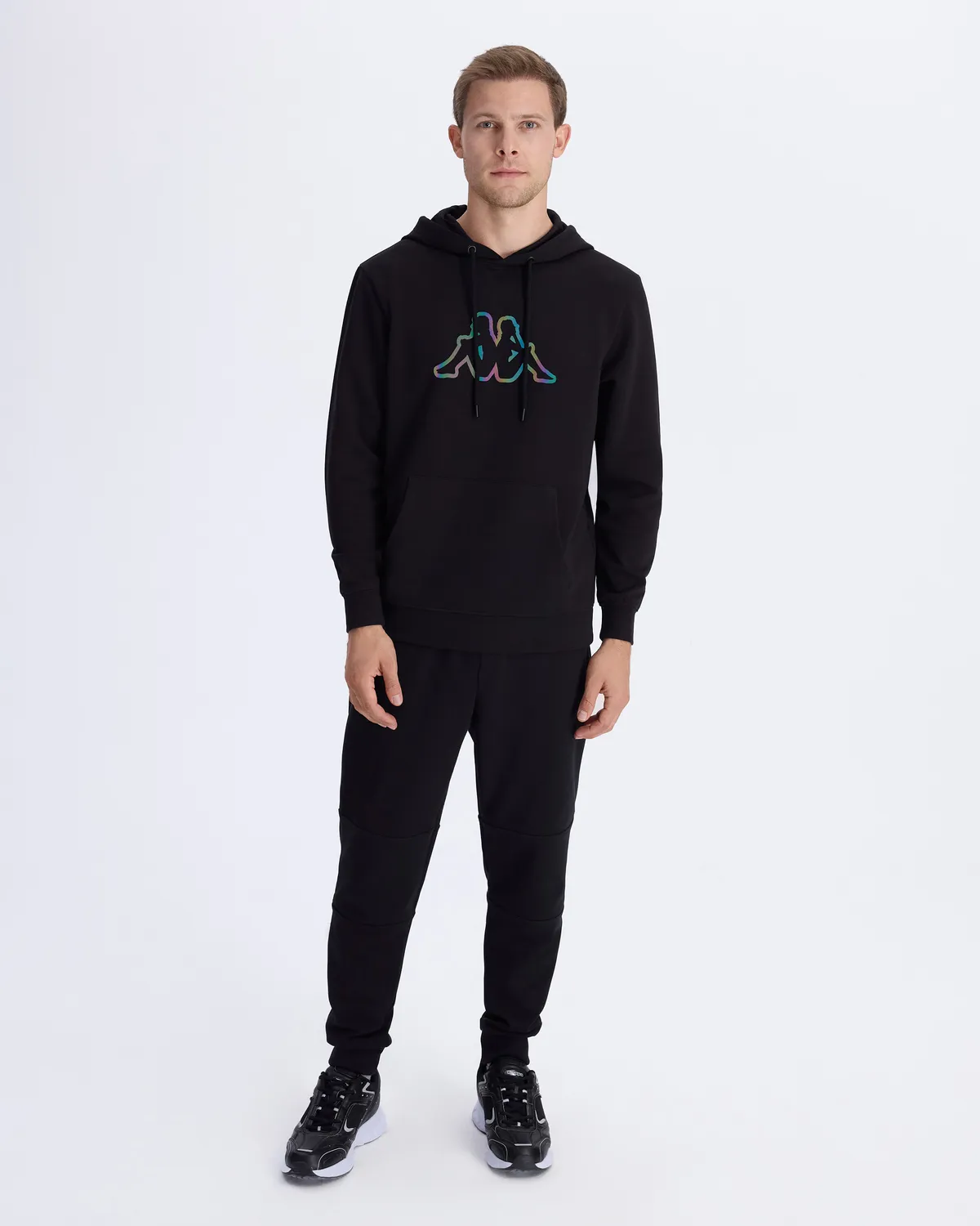 Siyah Logo Brian Hoodie Erkek Siyah Regular Fit Hoodie