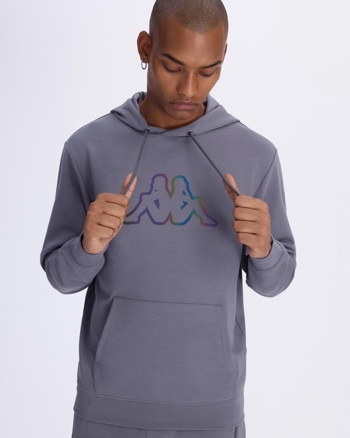 Logo Brian Hoodie Erkek Volkanik Gri Regular Hoodie | KAPPA® Türkiye