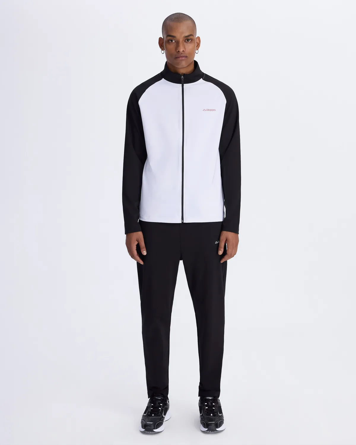 Beyaz Tenerife Erkek Beyaz-Siyah Regular Fit Fermuarlı Eşofman Üstü