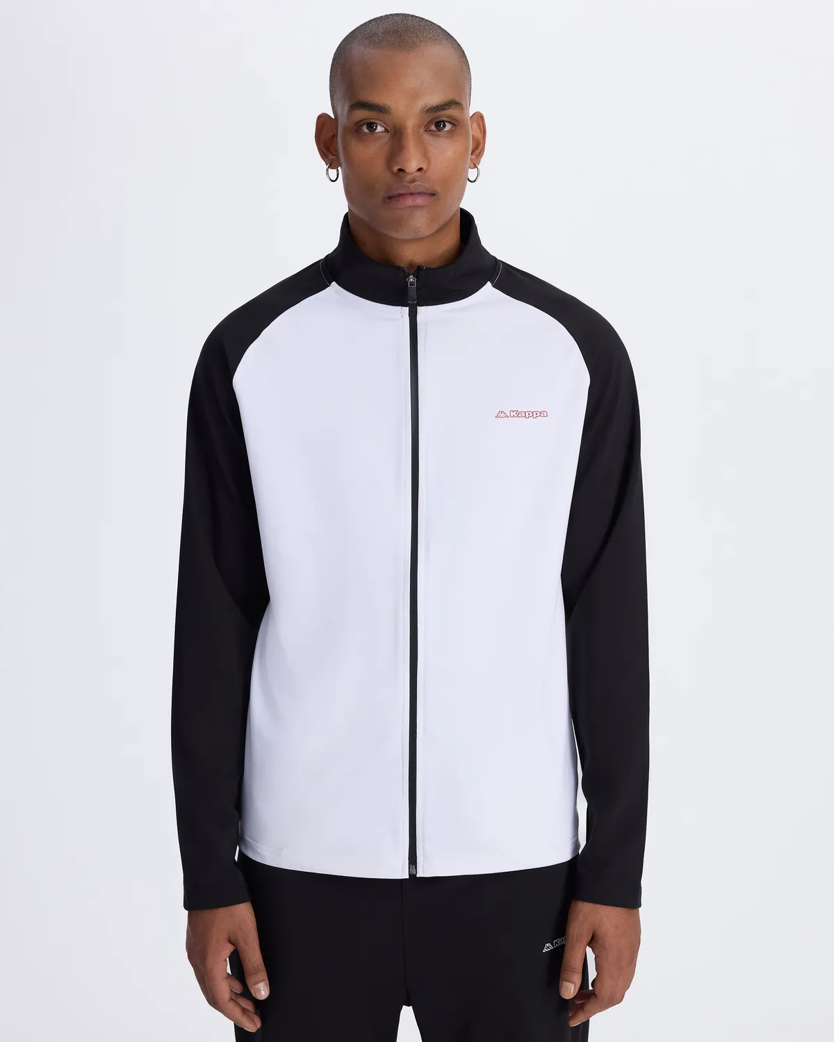 Beyaz Tenerife Erkek Beyaz-Siyah Regular Fit Fermuarlı Eşofman Üstü