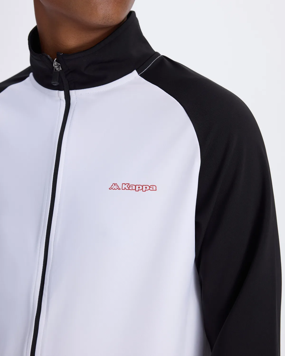Beyaz Tenerife Erkek Beyaz-Siyah Regular Fit Fermuarlı Eşofman Üstü