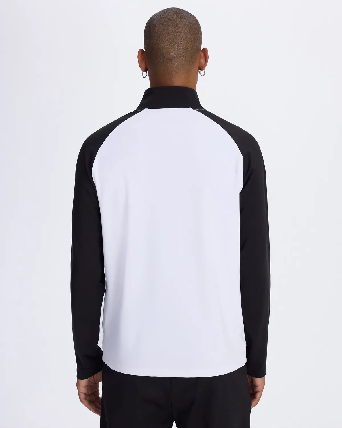 Beyaz Tenerife Erkek Beyaz-Siyah Regular Fit Fermuarlı Eşofman Üstü