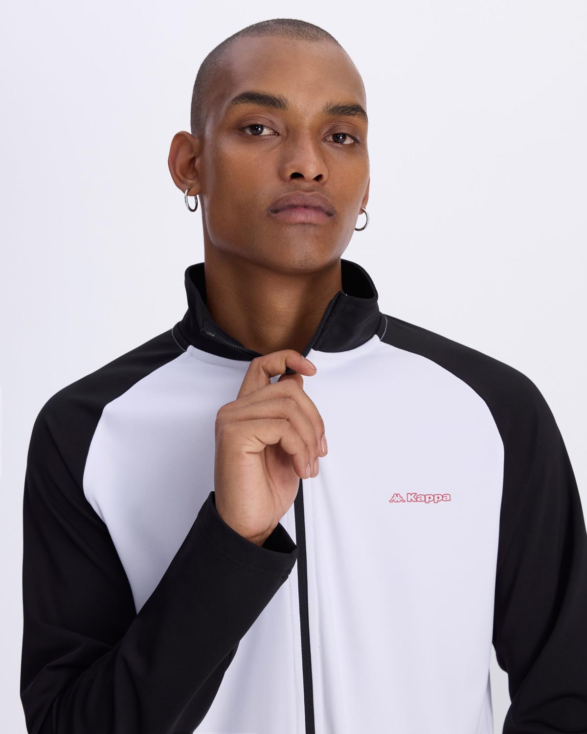 Tenerife Erkek Beyaz-Siyah Regular Fit Fermuarlı Eşofman Üstü