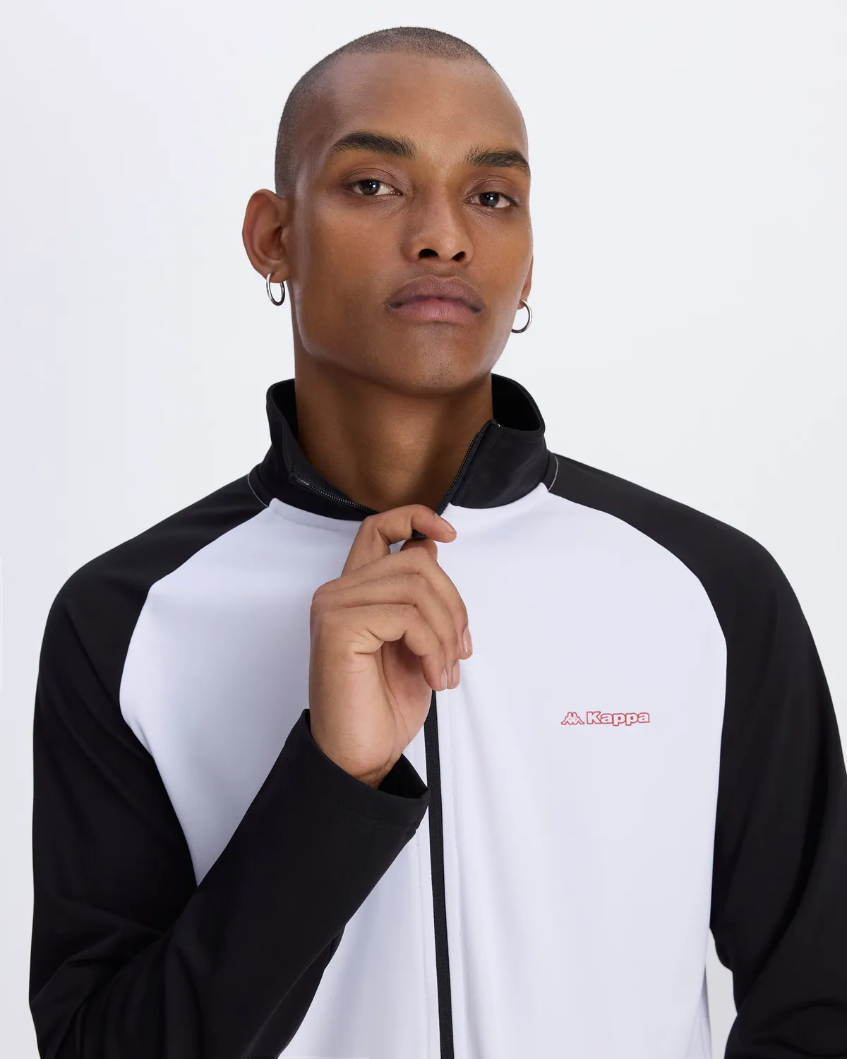 Beyaz Tenerife Erkek Beyaz-Siyah Regular Fit Fermuarlı Eşofman Üstü