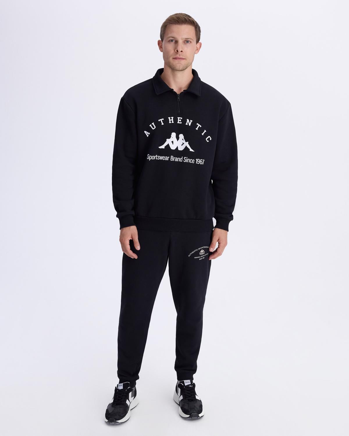 Authentic Pola Organic Tur Erkek Siyah Comfort Sweatshirt | KAPPA