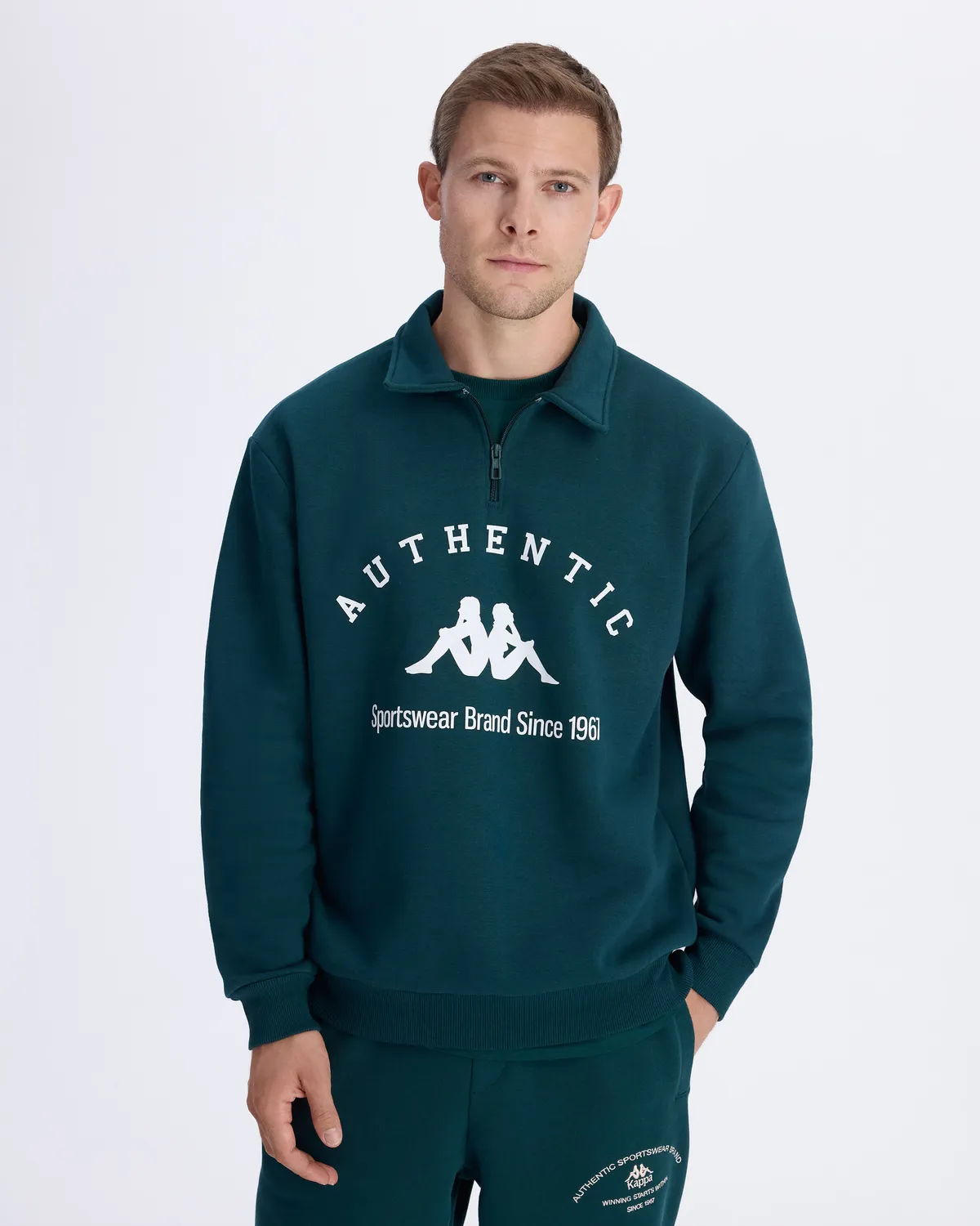 Yeşil Authentic Pola Organic Tur Erkek Petrol Yeşili Comfort Fit Sweatshirt