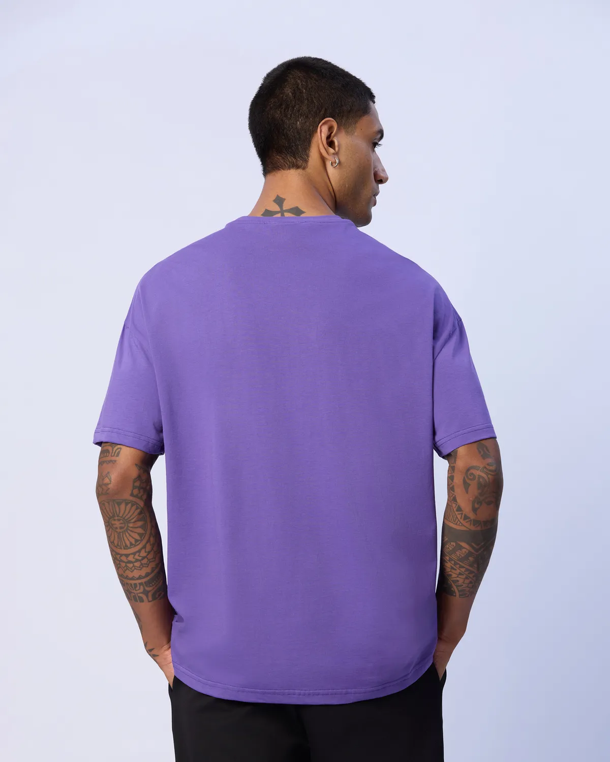 Mor Chibaf Tee Erkek Menekşe Moru Oversize Fit Tişört