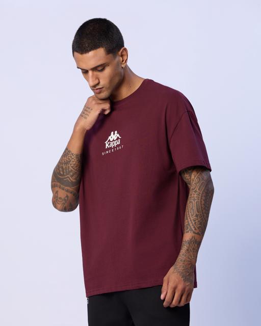 Siyah Chibaf Tee Erkek Bordo Oversize Fit Tişört - KAPPA® Türkiye