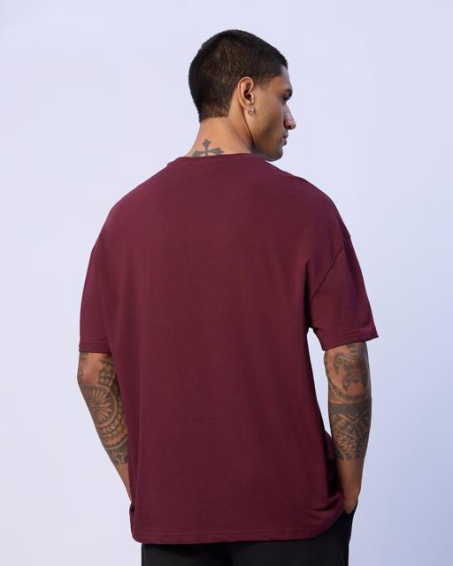 Siyah Chibaf Tee Erkek Bordo Oversize Fit Tişört - KAPPA® Türkiye