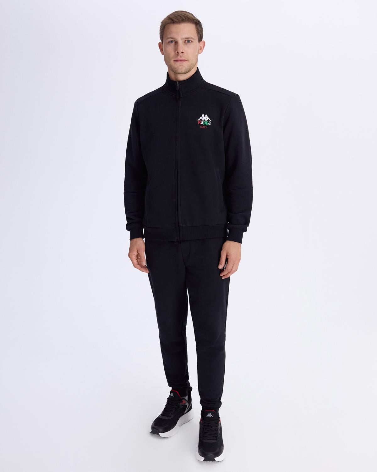 Authentic İtaly Full Zip Erkek Siyah Comfort Fermuarlı Eşofman