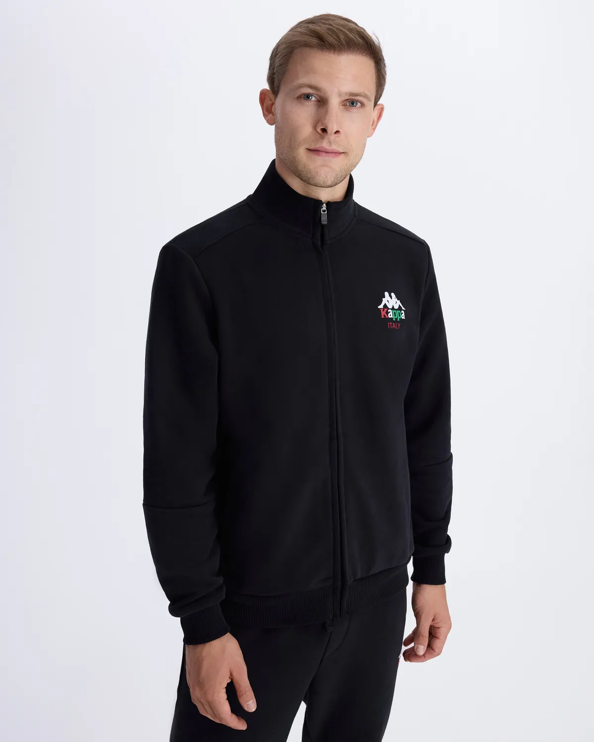 Siyah Authentic İtaly Full Zip Erkek Siyah Comfort Fit Fermuarlı Eşofman Üstü