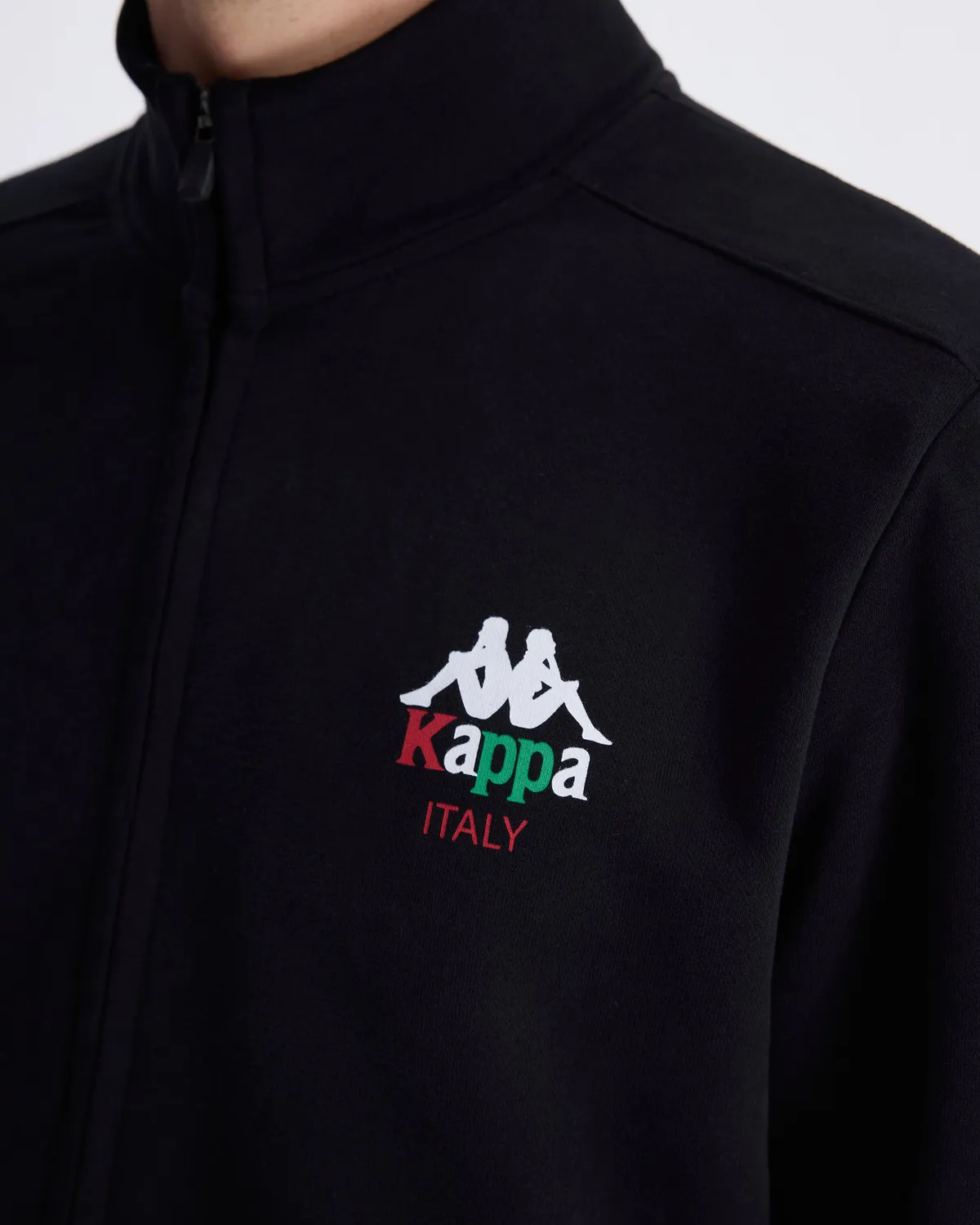 Siyah Authentic İtaly Full Zip Erkek Siyah Comfort Fit Fermuarlı Eşofman Üstü