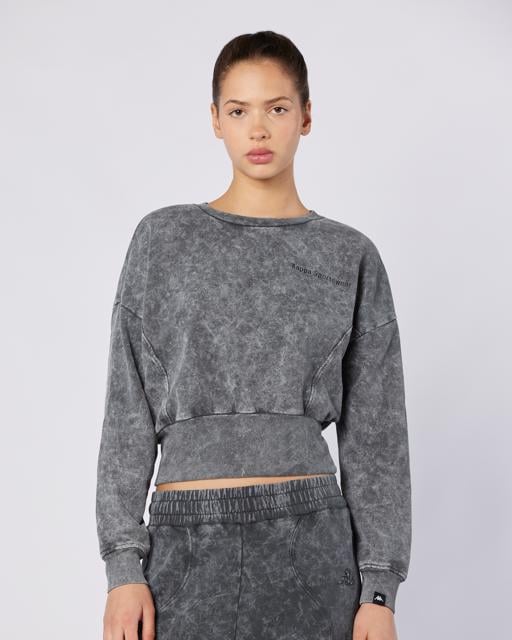 Siyah Stichas Crew Kadın Antrasit Comfort Fit Sweatshirt - KAPPA® Türkiye