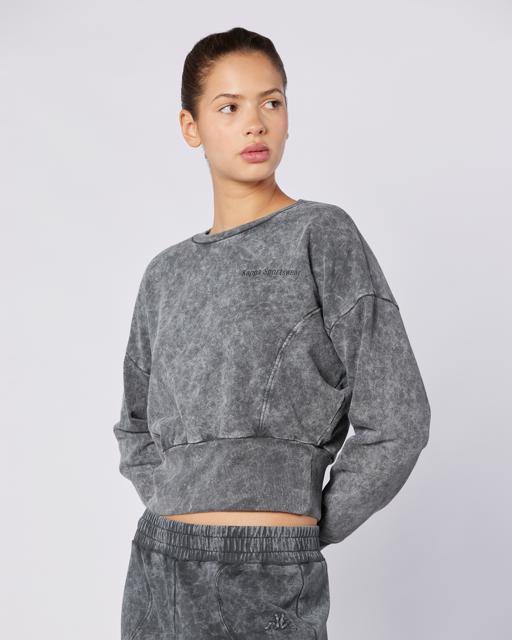 Siyah Stichas Crew Kadın Antrasit Comfort Fit Sweatshirt - KAPPA® Türkiye