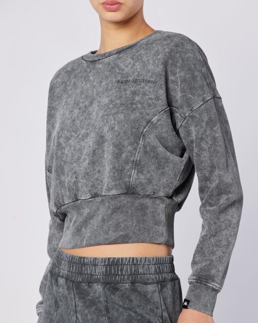 Siyah Stichas Crew Kadın Antrasit Comfort Fit Sweatshirt - KAPPA® Türkiye