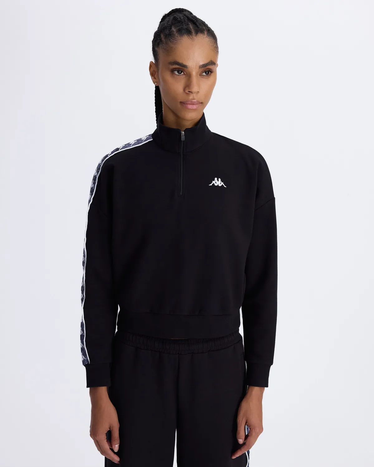 Siyah Authentic 222 Banda Pepitagt Kadın Siyah Oversize Fit Sweatshirt