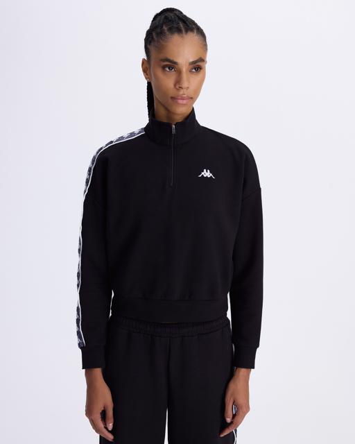 Siyah Authentic 222 Banda Pepitagt Kadın Siyah Oversize Fit Sweatshirt - KAPPA® Türkiye