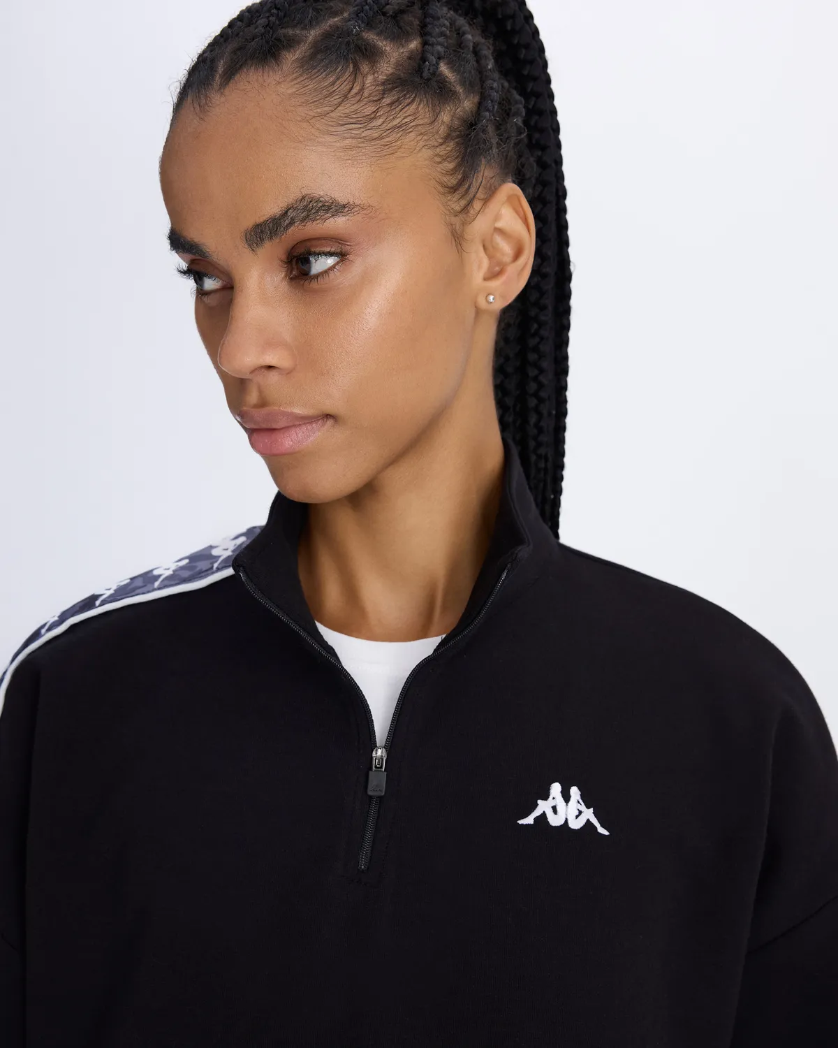 Siyah Authentic 222 Banda Pepitagt Kadın Siyah Oversize Fit Sweatshirt