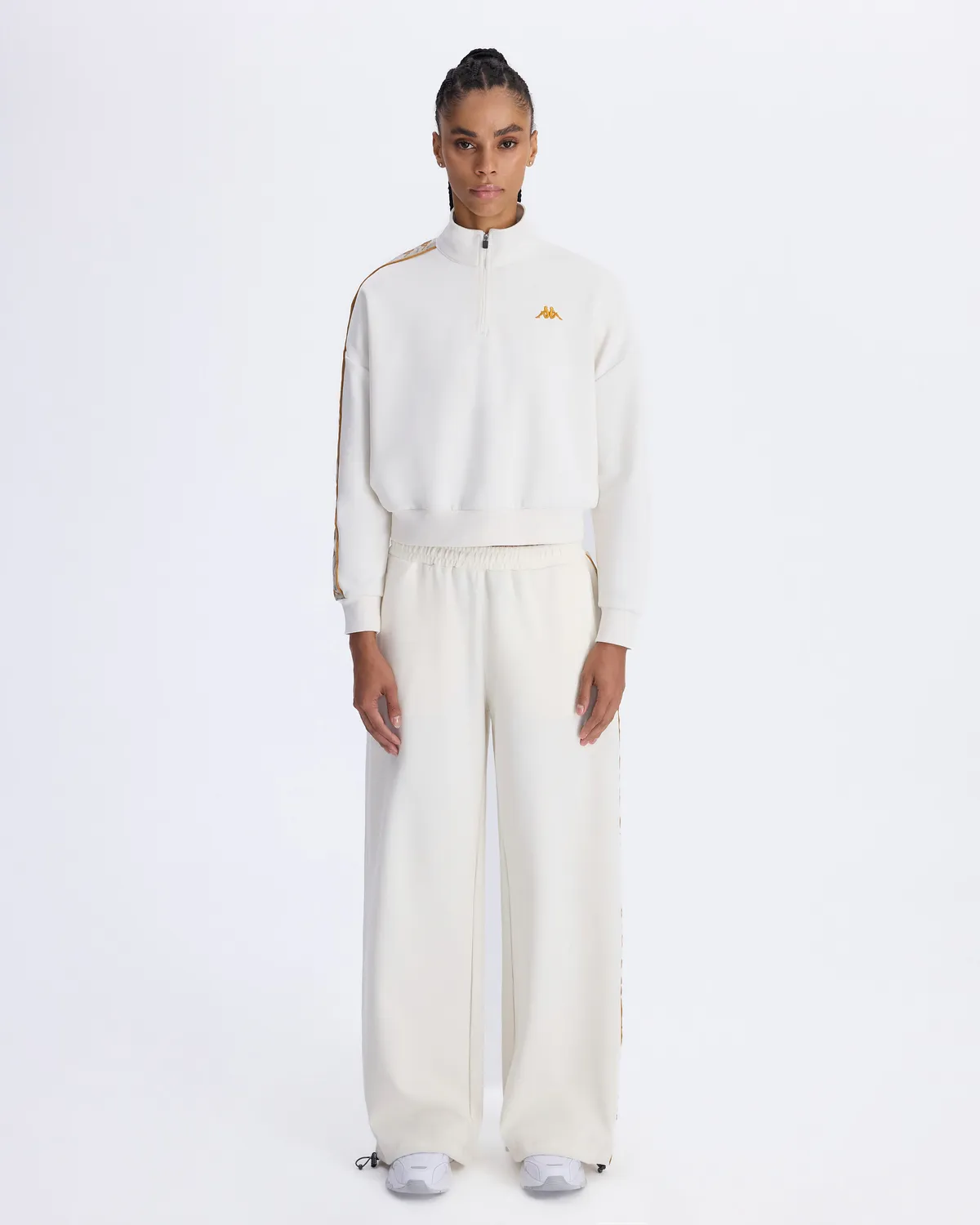 Beyaz Authentic 222 Banda Pepitagt Kadın Beyaz Oversize Fit Sweatshirt