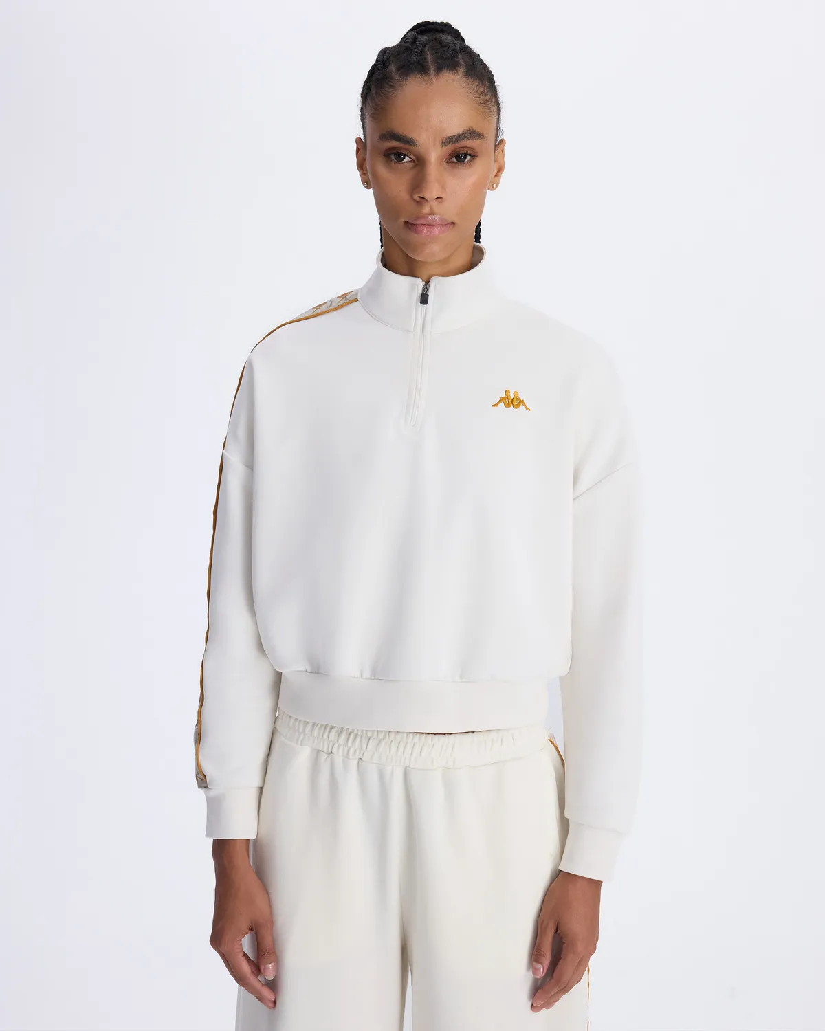 Beyaz Authentic 222 Banda Pepitagt Kadın Beyaz Oversize Fit Sweatshirt