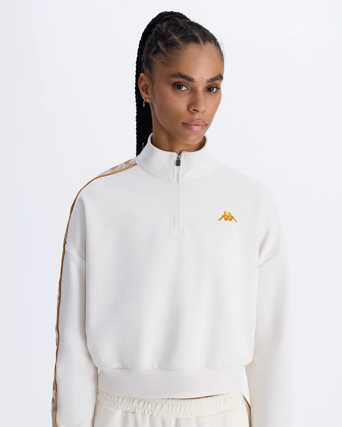 Beyaz Authentic 222 Banda Pepitagt Kadın Beyaz Oversize Fit Sweatshirt