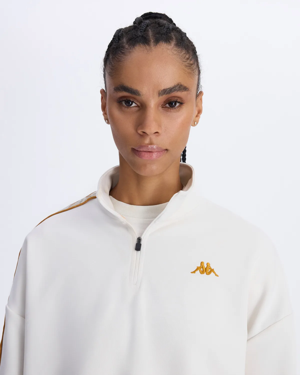 Beyaz Authentic 222 Banda Pepitagt Kadın Beyaz Oversize Fit Sweatshirt