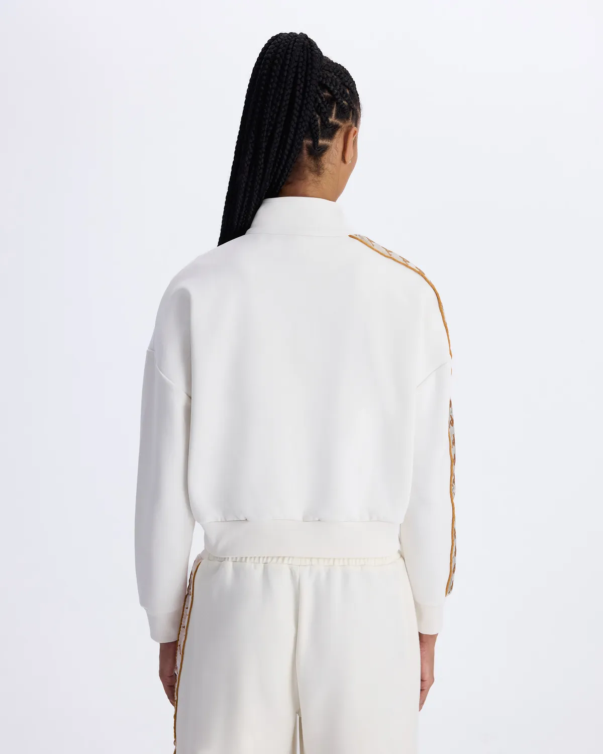 Beyaz Authentic 222 Banda Pepitagt Kadın Beyaz Oversize Fit Sweatshirt