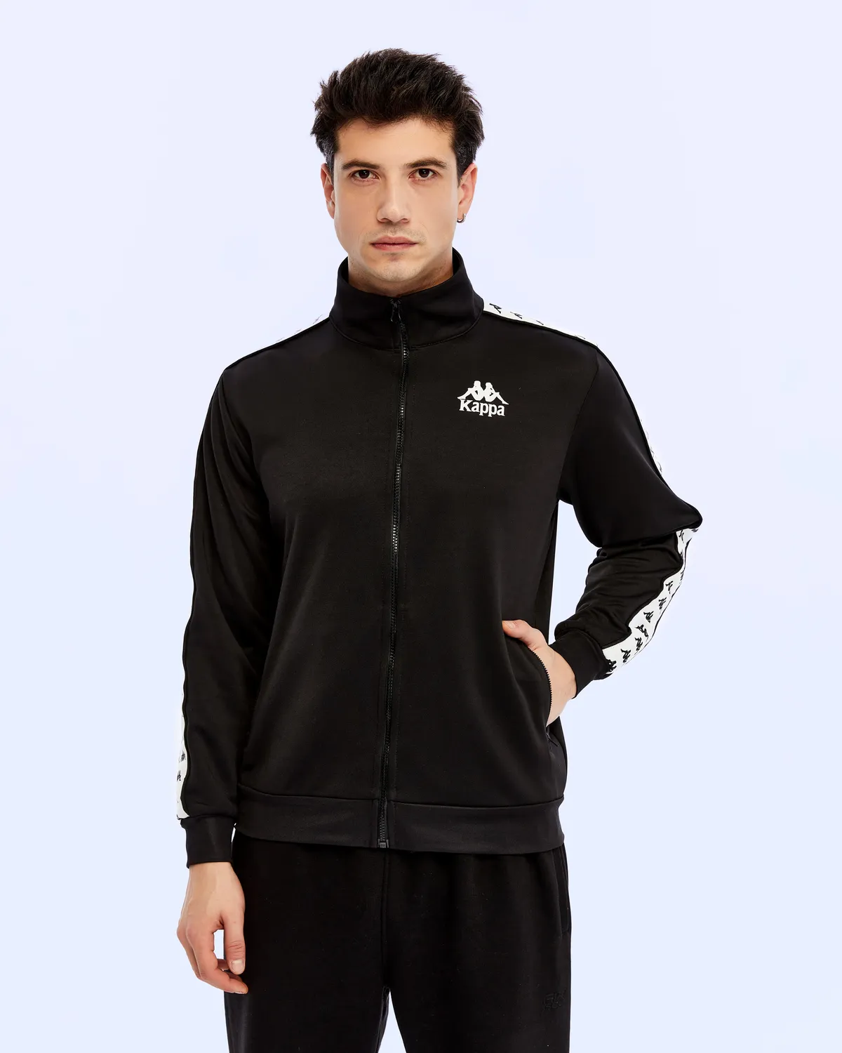 Siyah 222 Banda Andry Full Zip Erkek Siyah Fermuarlı Eşofman Üstü