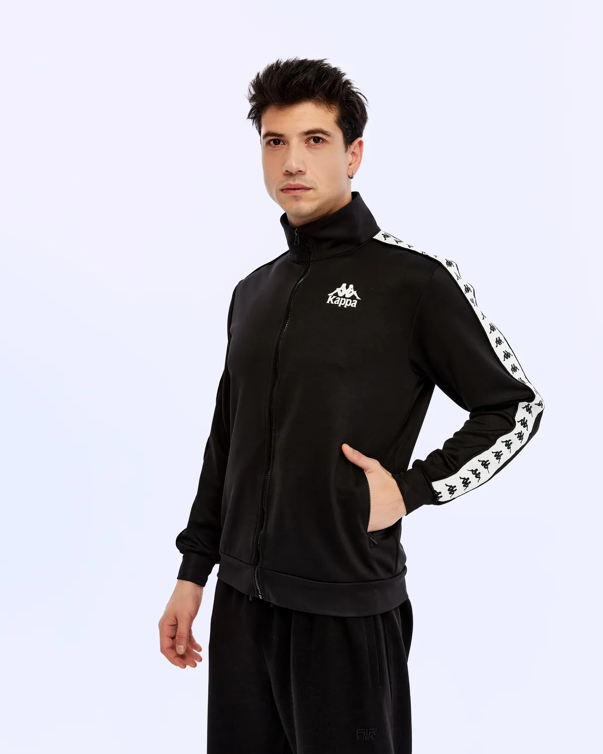 Siyah 222 Banda Andry Full Zip Erkek Siyah Fermuarlı Eşofman Üstü