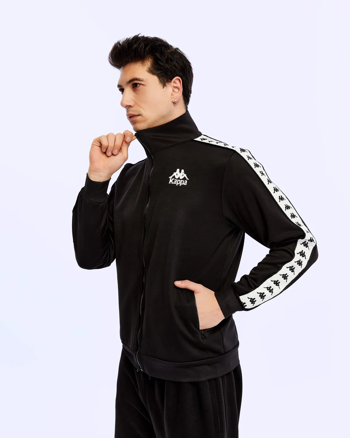 Siyah 222 Banda Andry Full Zip Erkek Siyah Fermuarlı Eşofman Üstü