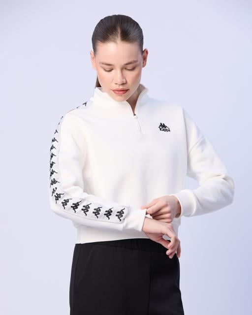 Beyaz Mines Kadın Beyaz Regular Fit Sweatshirt - KAPPA® Türkiye