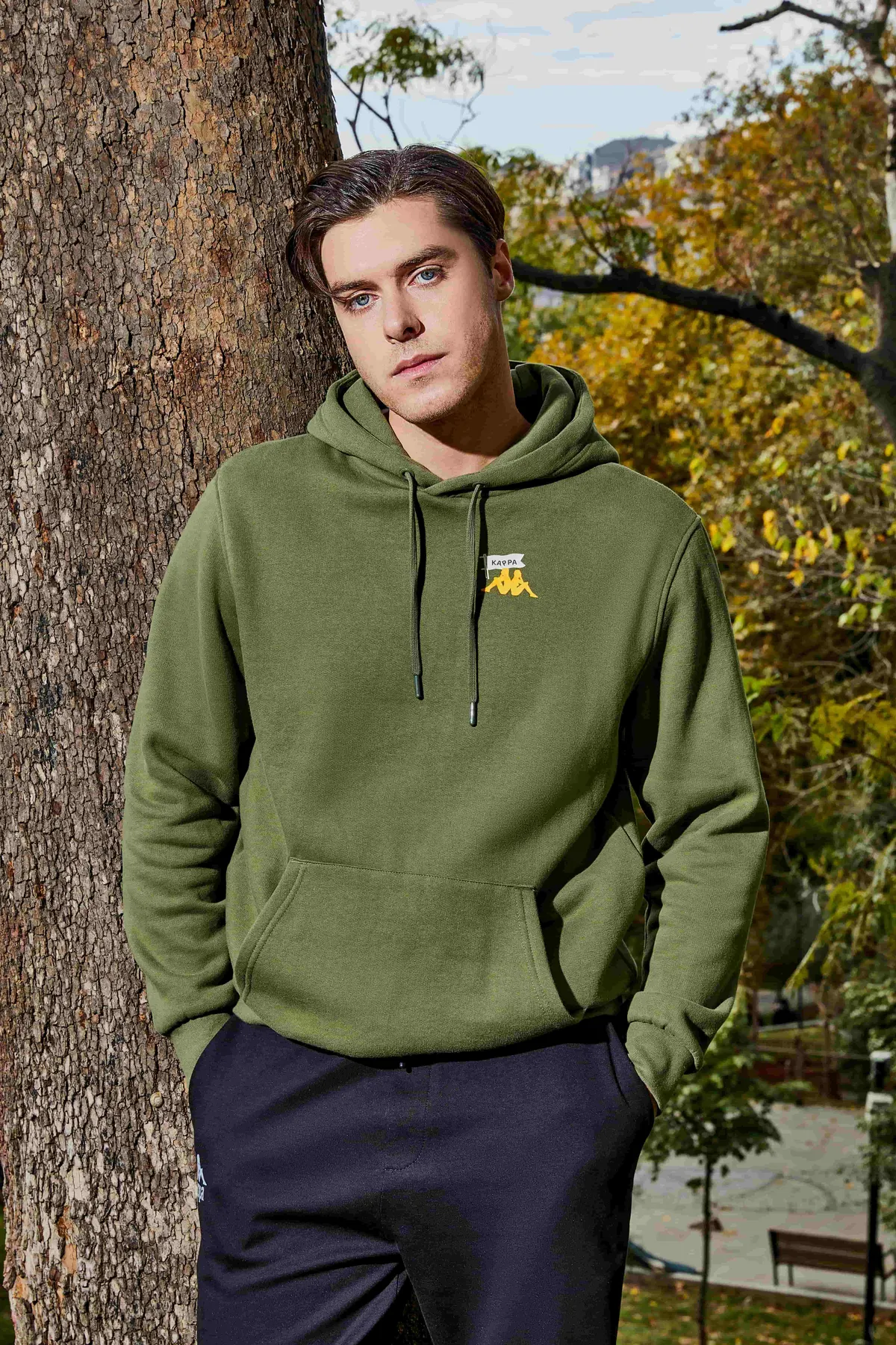 Yeşil Theo Erkek Haki Regular Fit Hoodie