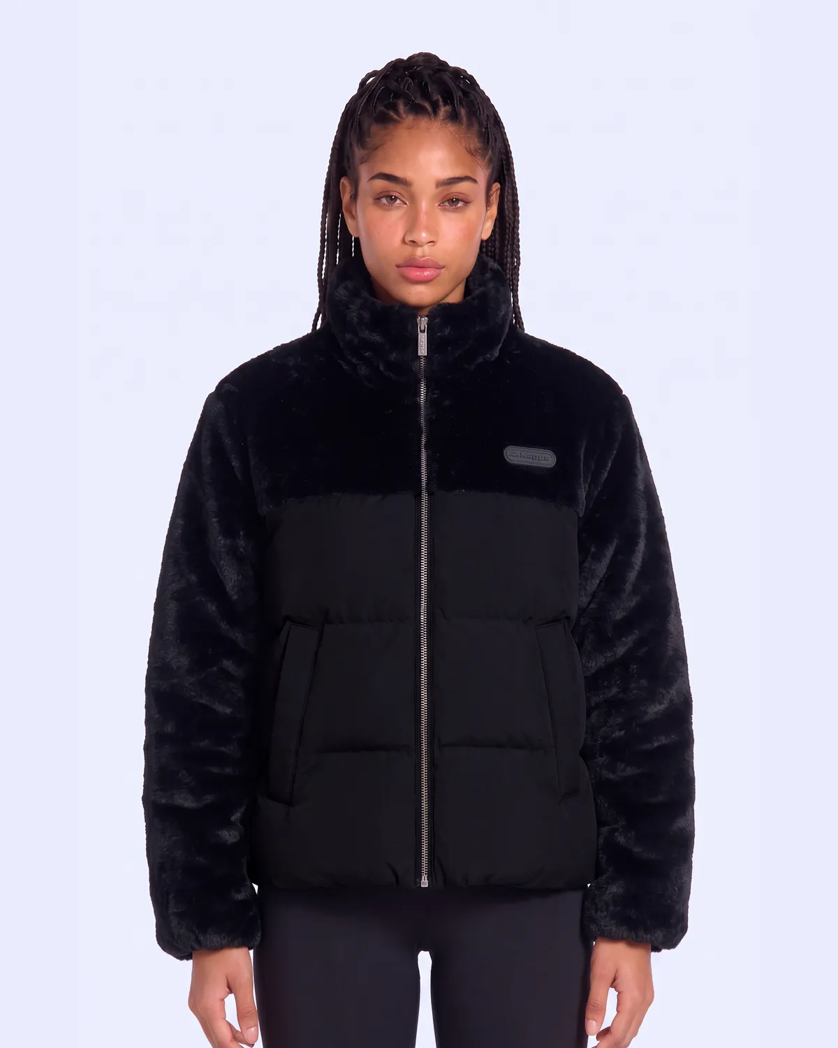 Siyah Elena Kadın Siyah Regular Sherpa Mont