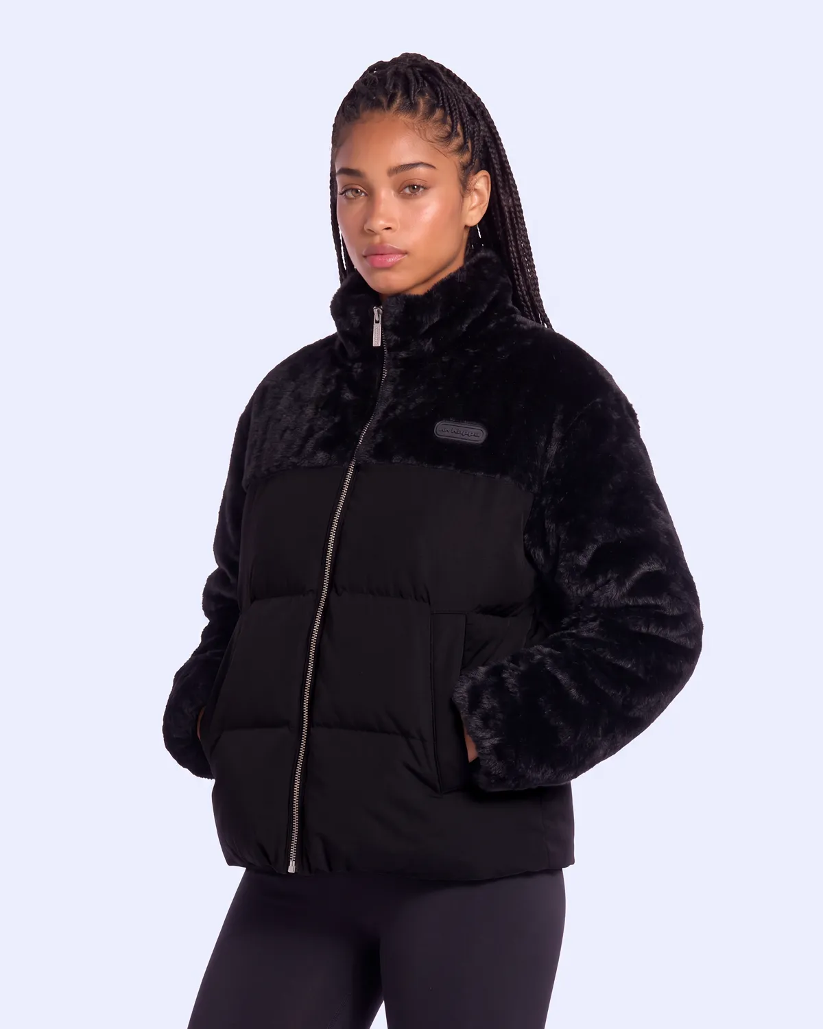 Siyah Elena Kadın Siyah Regular Sherpa Mont