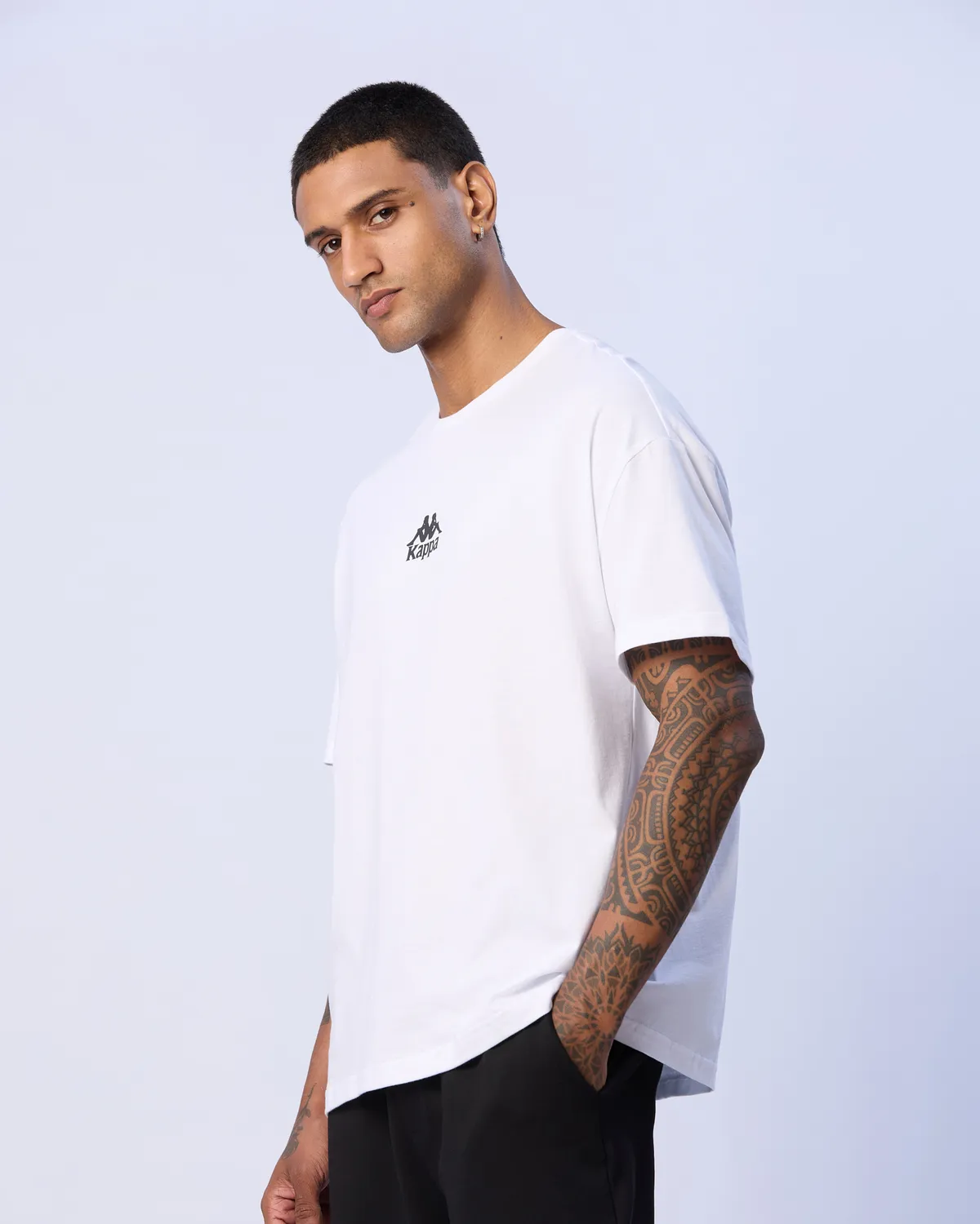 Beyaz Edwin T-Shirt Erkek Beyaz Oversize Fit Tişört