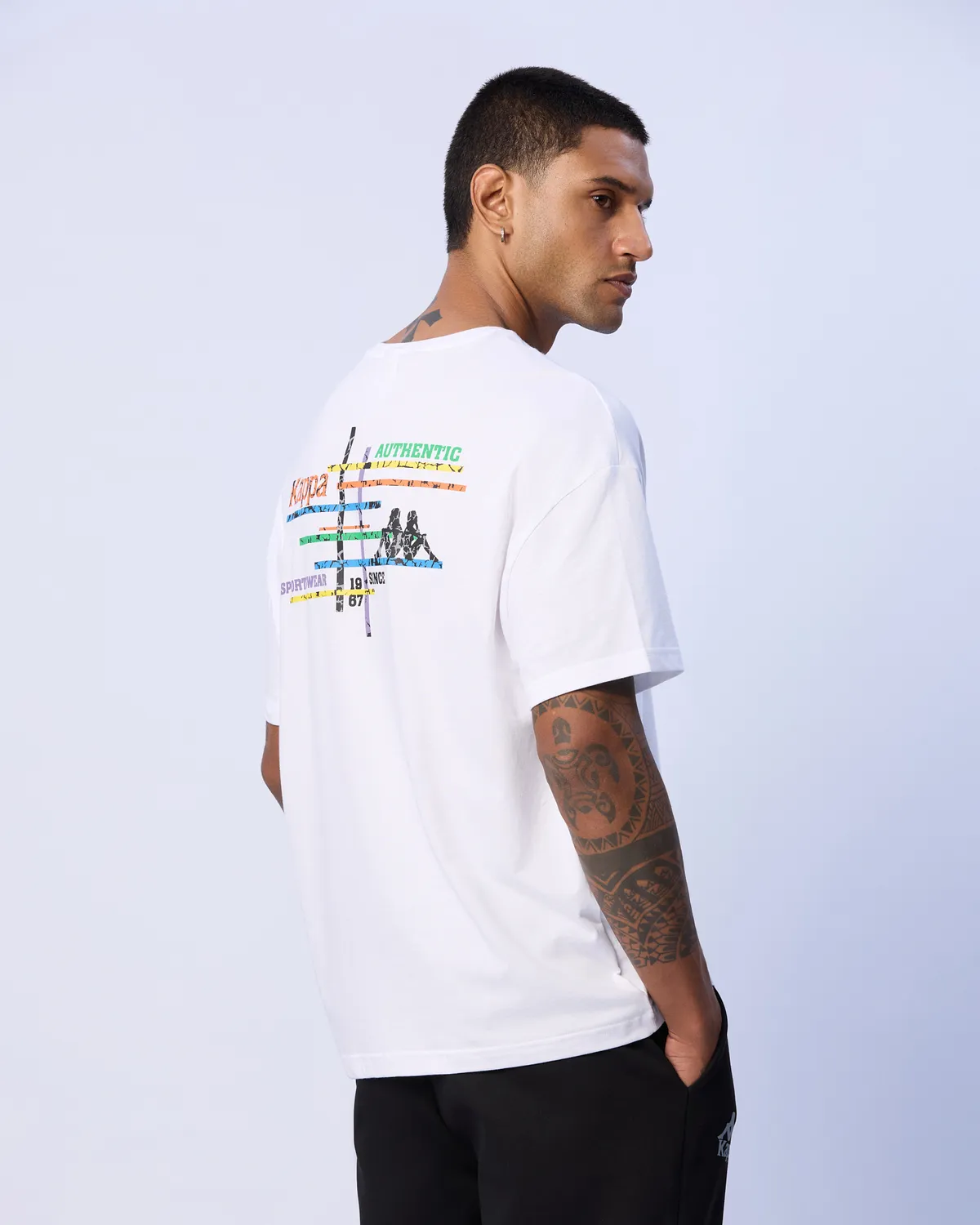 Beyaz Edwin T-Shirt Erkek Beyaz Oversize Fit Tişört