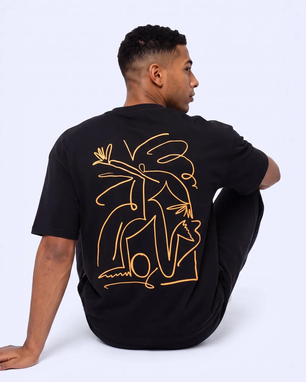 Siyah Authentic Omasy Tur Erkek Siyah Oversize Tişört