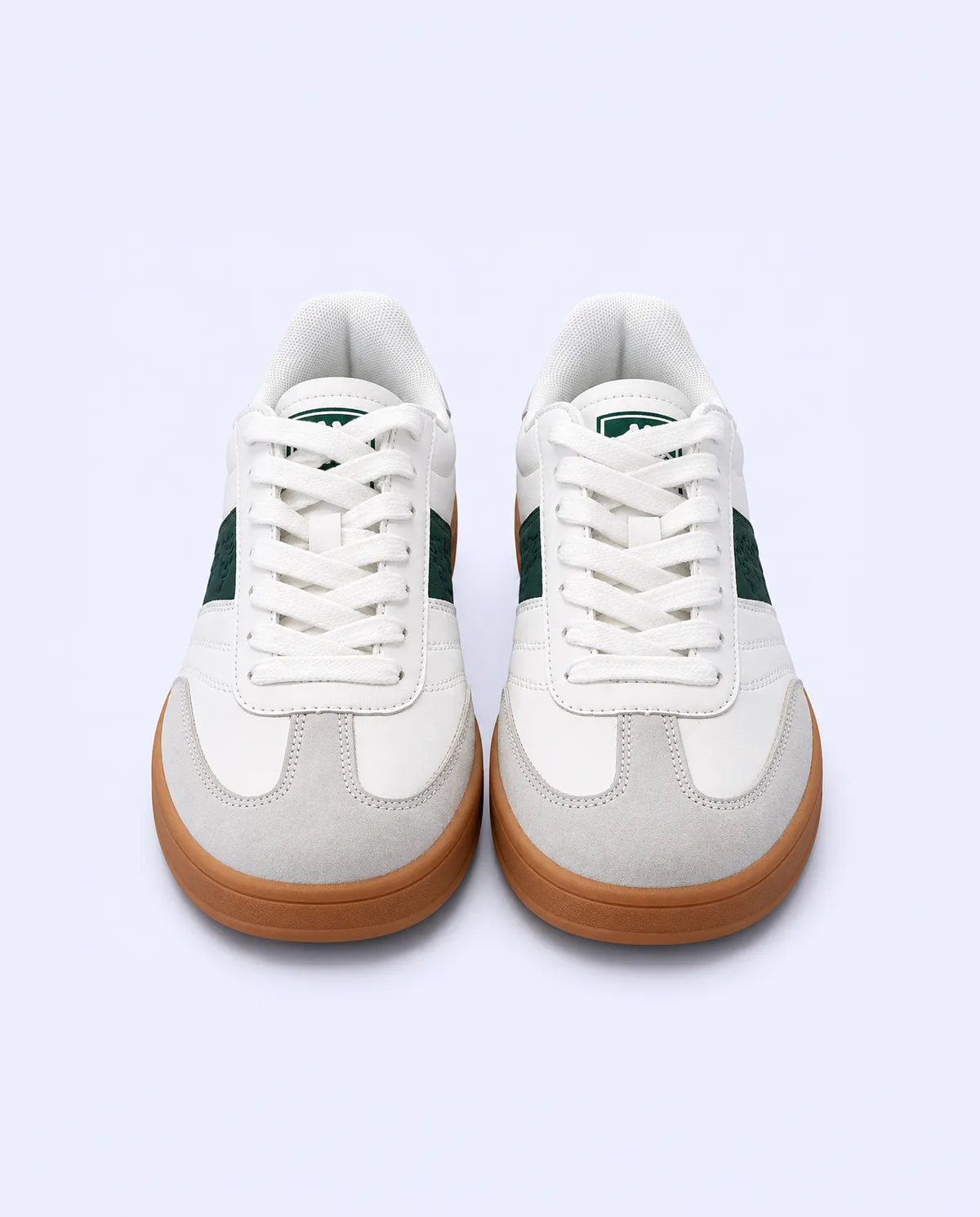 Beyaz Veludo Kadın Beyaz-Yeşil Sneaker